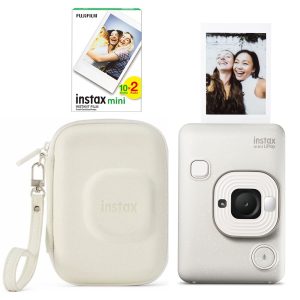 Instax LiPlay Hybrid Misty White Fotoğraf Makinesi 20'li Film Liplay Çantalı Set